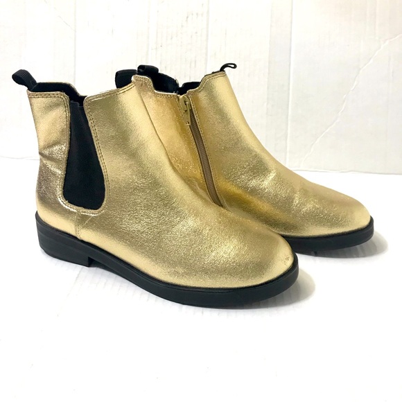 Zara Shoes - Zara Metallic Gold Leather Booties Size 37, US 6.5